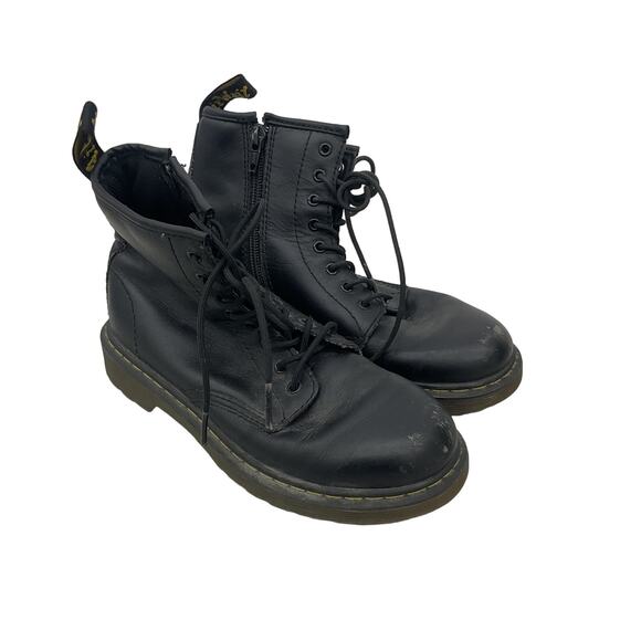 Dr. Martens Kids Unisex Black Combat Boots Size 3 Preowned